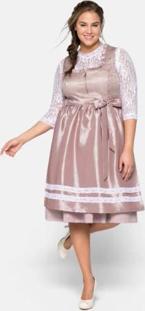 Sheego Dirndl 3-teilig mit Schürze und Spitzenbluse, zartrosa, Gr.46