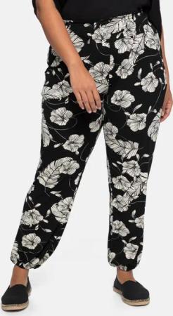 Sheego Jerseyhose im Joggpants-Stil, mit Alloverprint, schwarz-weiß, Gr.40