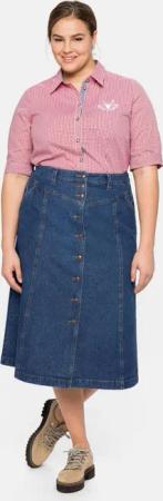 Sheego Jeansrock mit Trachten-Stickereien, blue Denim, Gr.56