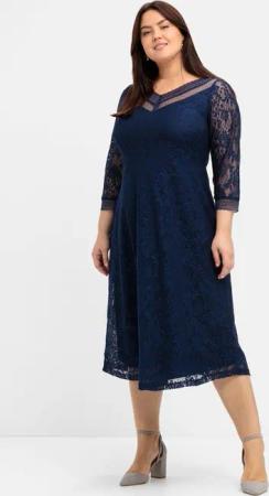 Sheego Abendkleid aus floraler Spitze, marine, Gr.54