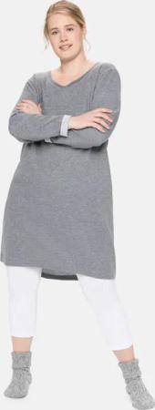 Sheego Jerseykleid mit Taschen und regulierbarer Taille, dunkelgrau meliert, Gr.40/42