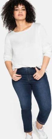 Sheego Jeggings mit Gummibund und Gürtelschlaufen, dark blue Denim, Gr.28