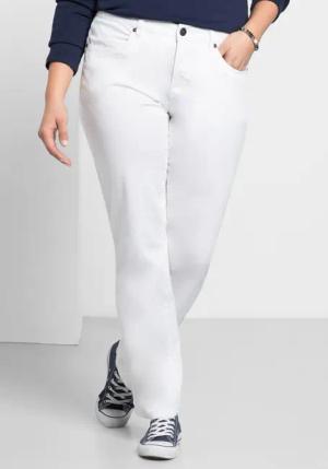 Sheego Gerade Hose aus Baumwoll-Twill, weiß, Gr.52