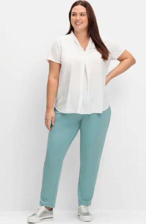 Sheego Joggpants mit Rundum-Dehnbund und Bindeband, jade, Gr.44