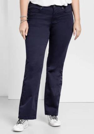 Sheego Bootcut-Hose aus elastischem Baumwoll-Twill, marine, Gr.42