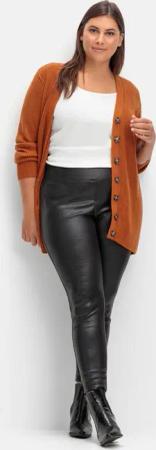 Sheego Leggings in glänzender Lederoptik, schwarz, Gr.44