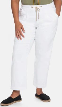 Sheego Joggpants mit elastischem Bund und Bindeband, white Denim, Gr.48
