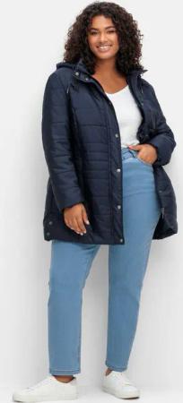 Sheego Gerade Jeans im extrahohen Paperbag-Schnitt, light blue Denim, Gr.46