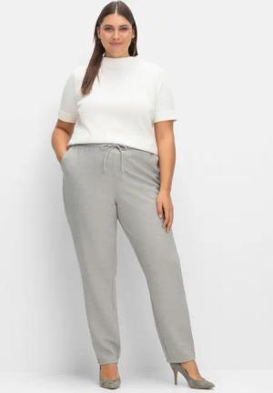 Sheego Joggpants in Struktur-Optik, mit Galonstreifen, steingrau, Gr.42