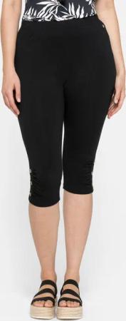 Sheego Caprileggings mit Raffung und Deko-Knöpfen am Saum, schwarz, Gr.40