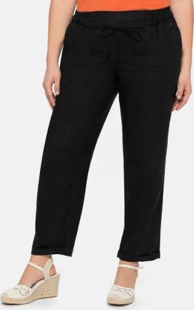 Sheego Schlupfhose im Leinen-Mix., schwarz, Gr.42
