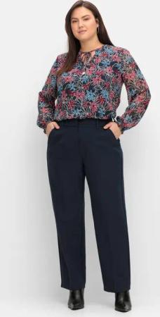 Sheego High-Waist-Hose mit Bügelfalten, nachtblau, Gr.52