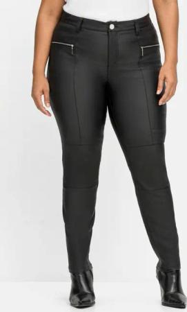 Sheego Schmale Stretchhose mit leichtem Schimmer, schwarz, Gr.40