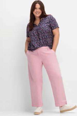Sheego Culotte aus weichem Twill, in gewaschener Optik, rosé, Gr.44