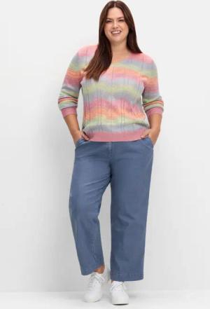 Sheego Culotte aus weichem Twill, in gewaschener Optik, rauchblau, Gr.40