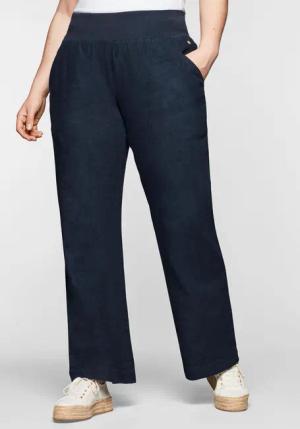 Sheego Hose im Curvy-Schnitt ELLA aus Leinen-Viskose-Mix, nachtblau, Gr.52