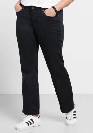 Sheego Bootcut-Hose aus elastischem Baumwoll-Twill, schwarz, Gr.50