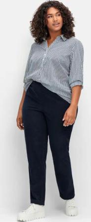 Sheego Gerade Cordhose mit Gummizugbund, marine, Gr.44