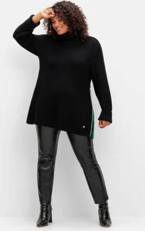 Sheego Leggings mit glänzender Beschichtung, schwarz, Gr.42