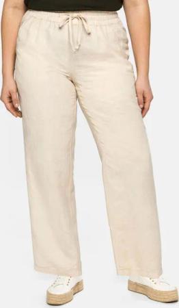 Sheego Leinenhose mit elastischem Bund und Bindeband, natur, Gr.56