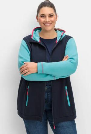 Sheego Funktionsjacke aus Fleece, in Kontrast-Optik, tiefblau, Gr.44/46