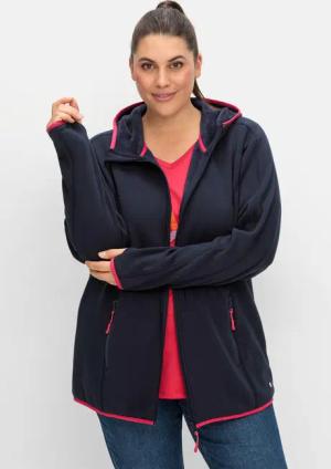 Sheego Funktionsjacke aus Fleece, mit Kapuze, tiefblau, Gr.40/42