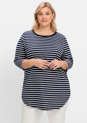 Sheego Longshirt in Oversized-Form mit Streifen, marine-weiß, Gr.44/46