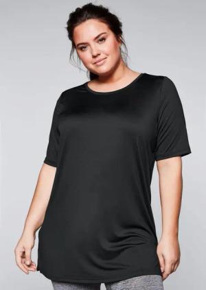 Sheego Langes Funktionsshirt mit seitlichen Schlitzen, schwarz, Gr.44/46