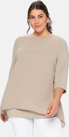 Sheego Blusenshirt in leichter A-Linie mit Zipfelsaum, beigefarben, Gr.52/54