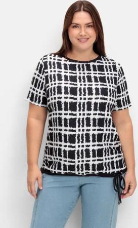 Sheego Shirt mit Grafik-Muster und U-Boot-Ausschnitt, ecru gemustert, Gr.50