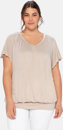 Sheego T-Shirt mit Flügelärmeln, aus Viskosejersey, beigefarben, Gr.56/58