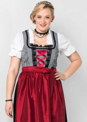 Sheego Dirndlbluse im Materialmix, weiß, Gr.42