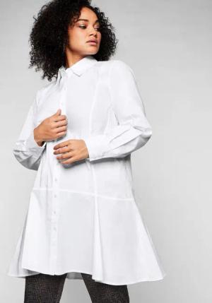 Sheego Longbluse mit ausgestelltem Saum, weiß, Gr.56