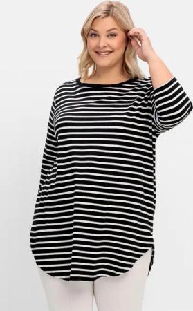 Sheego Longshirt in Oversized-Form mit Streifen, schwarz-weiß, Gr.44/46