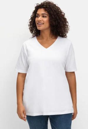 T-Shirt mit doppellagigem Vorderteil, weiß, Gr.52/54