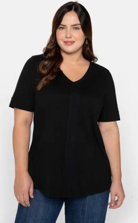 Sheego T-Shirt mit gesteppter Falte vorn, aus Jersey, schwarz, Gr.40/42