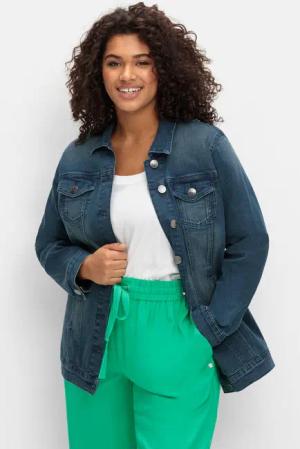 Sheego Jeansjacke in taillierter Form, mit Brusttaschen, blue Denim, Gr.50