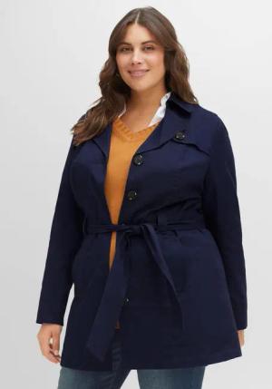Sheego Trenchcoat in Kurzform, marine, Gr.42