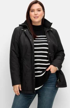Sheego Steppjacke mit abnehmbarer Kapuze, schwarz, Gr.40