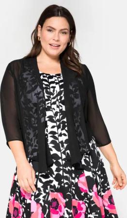 Sheego Chiffon-Bolero im Zipfellook, schwarz, Gr.52/54