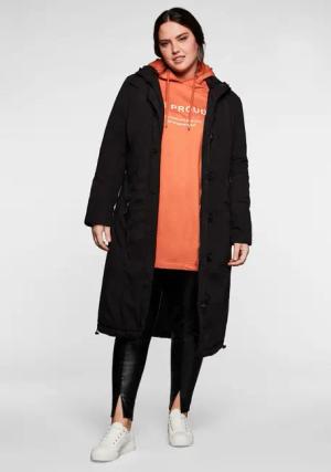 Sheego Outdoormantel mit gesteppter Innenseite, schwarz, Gr.44