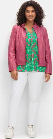 Sheego Lederjacke aus Lammnappa, mit Stehkragen, orchidee, Gr.44