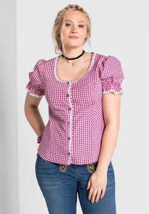 Sheego Trachtenbluse mit typischem Trachtenkaro, pink, Gr.40