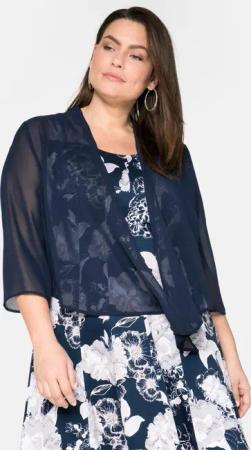 Sheego Chiffon-Bolero im Zipfellook, marine, Gr.48/50