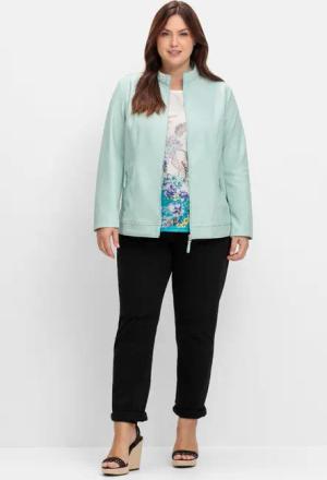 Sheego Jacke mit Stehkragen, aus Lederimitat, mint, Gr.40
