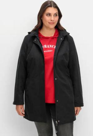 Sheego Parka mit gestreiftem Futter, wasserabweisend, schwarz, Gr.44