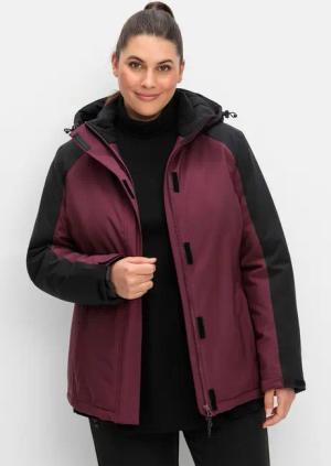 Sheego Funktionsjacke mit Zwei-Wege-Reißverschluss, bordeaux-schwarz, Gr.54