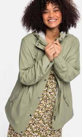 Sheego Outdoorjacke mit Jerseyfutter, wasserabweisend, hellkhaki, Gr.48/50
