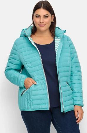 Sheego Leichte Steppjacke mit abnehmbarer Kapuze, aqua, Gr.50