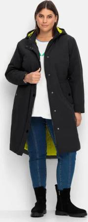 Sheego Parka mit Kontrastfutter, wasserabweisend, schwarz, Gr.50